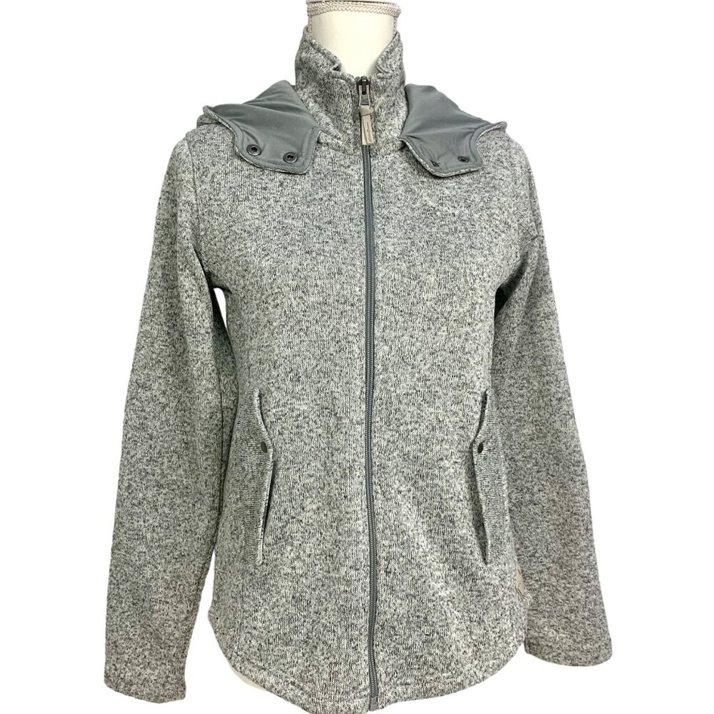 Eddie Bauer Full Zip Hooded Jacket Medium Gray Pockets Outdoor Comfort